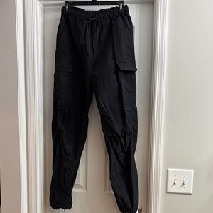 Love Tree Black Parachute Cargo Pants